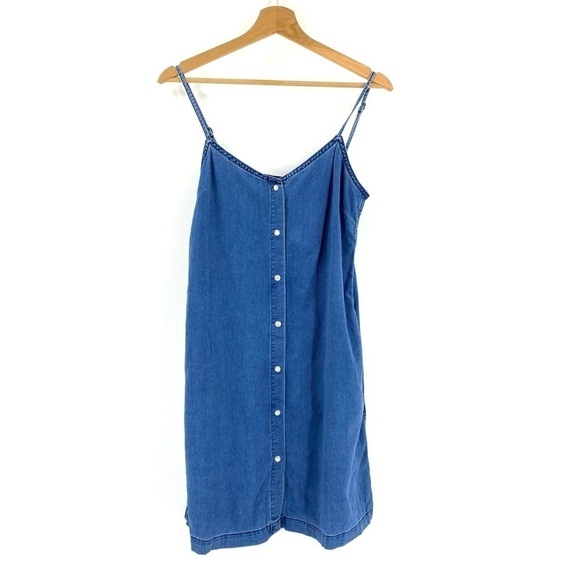 Aritzia Dresses & Skirts - Aritzia Wilfred Free Denim Strappy Button Up Mini Dress sz Small